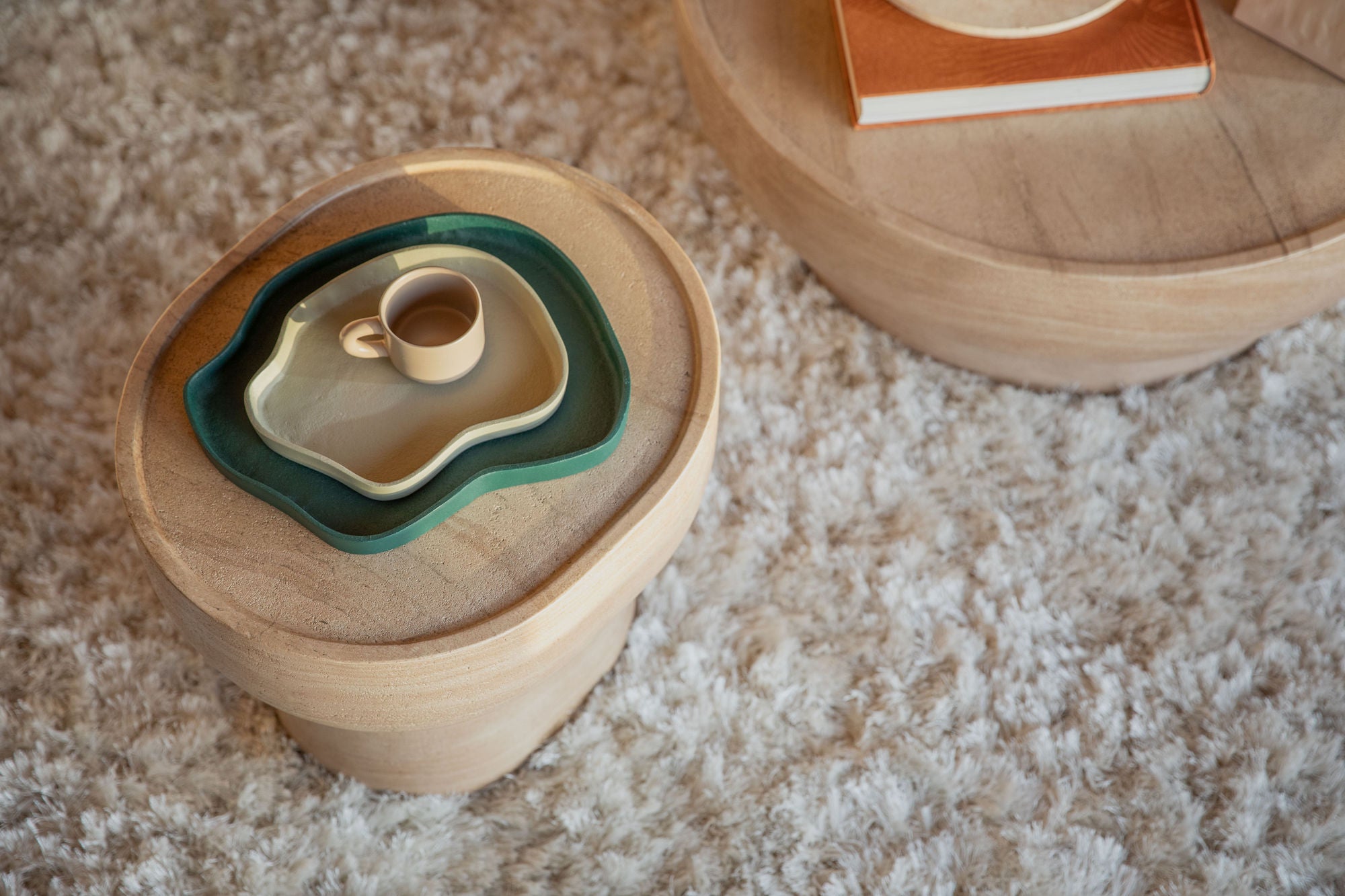 Zuiver Set Of 2 Revolt Green & Ivory Trays